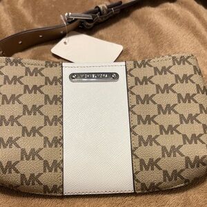 Michael Kors Beige and White Clutch